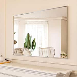 48 in. W x 32 in. H Silver Aluminum Rectangle Framed Tempered Glass Wall-Mounted Decorative Mirror