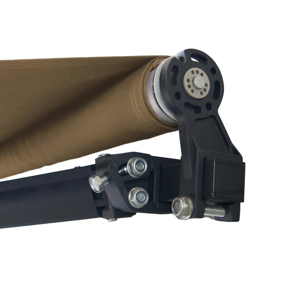 Sand Beige Motorized Retractable Patio Awning with Black Frame