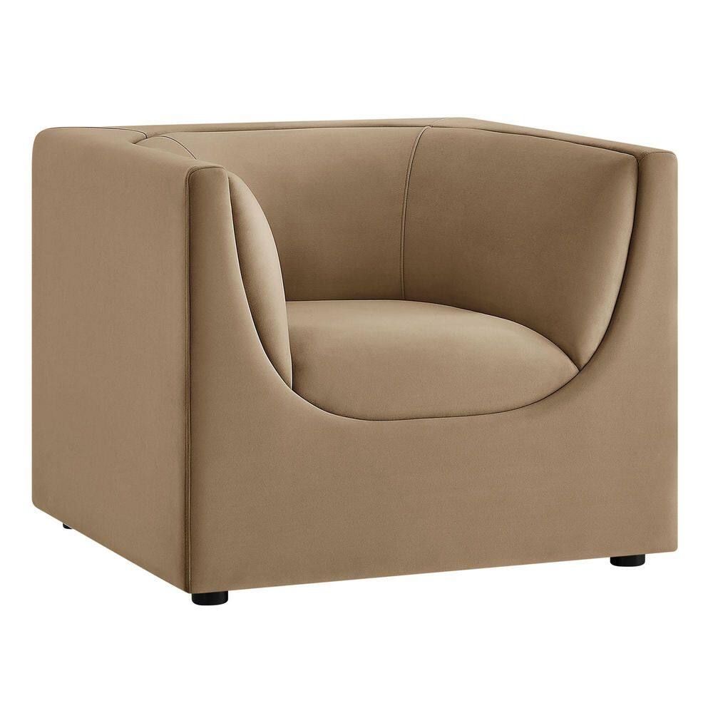 Hilda Modern Curved Back Performance Velvet Armchair in Taupe – Plush Upholstered Accent Chair price history on PriceWatchPro