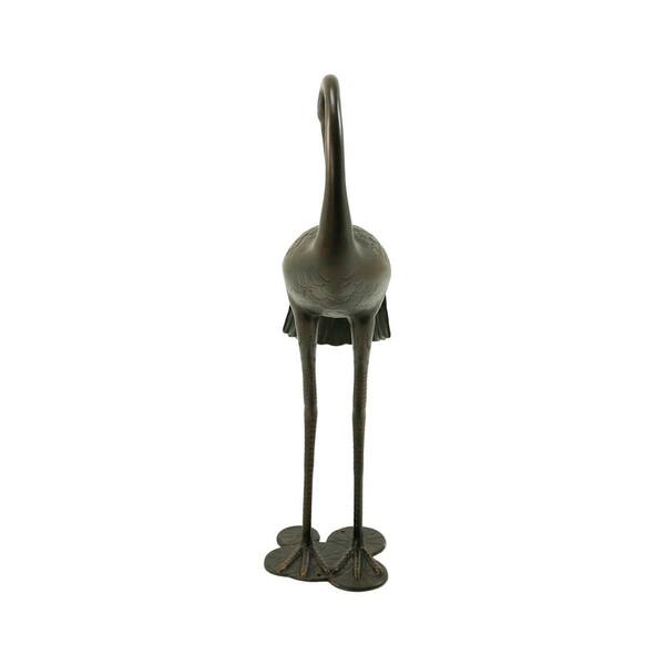 Unbranded - 38.5 in. H Antique Bronze Crane Garden Statue Sculpture Animal