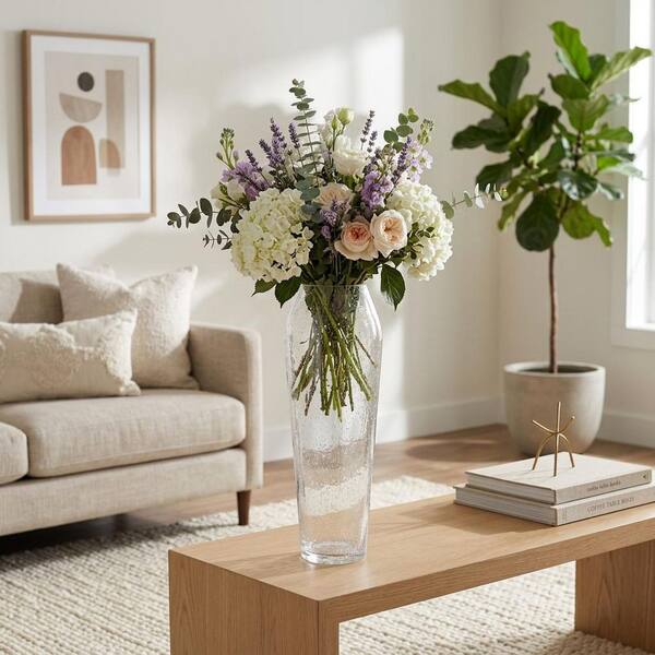 Sagebrook Home Glass 23 Inch Floor Vase Bubble Clear