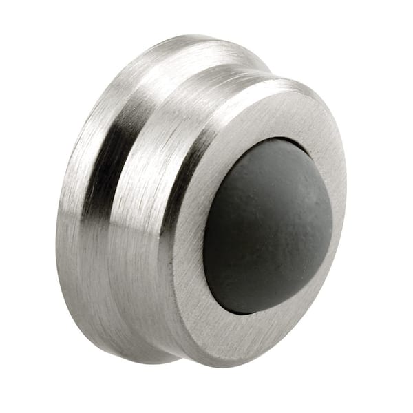 Wall Stop 1 in. Outside Diameter Cast Brass Brushed Chrome with Rubber Bumper