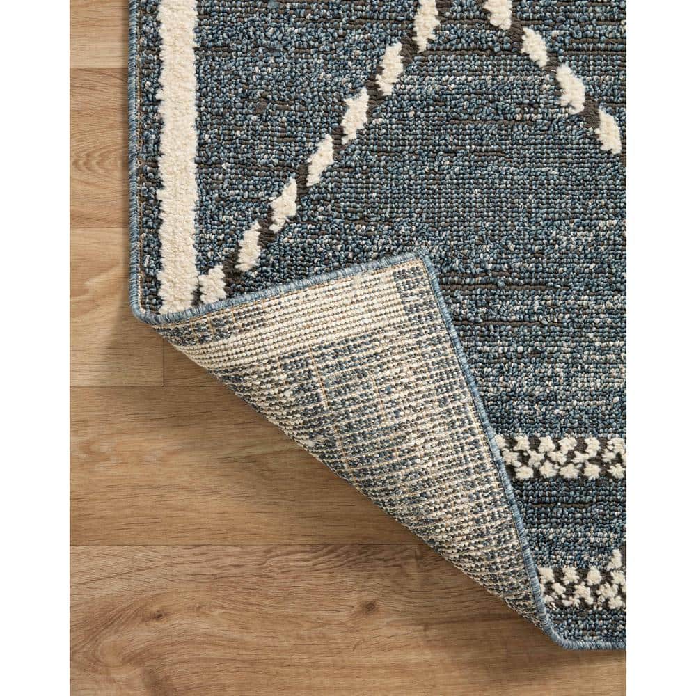 Fabian Denim and Charcoal Diamond Wool Area Rug 2'-7" x 12'-0"