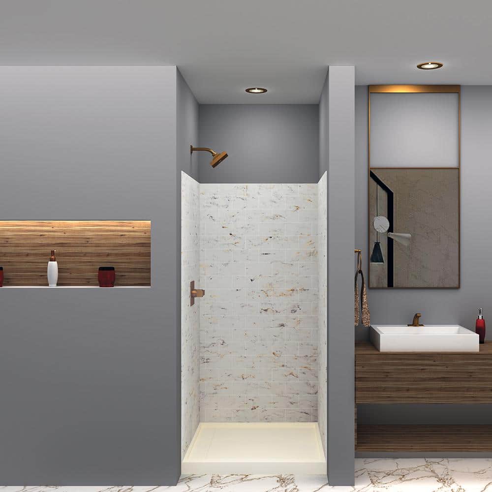 Biscotti Marble 36" x 36" x 72" 3-Piece Shower Wall Kit