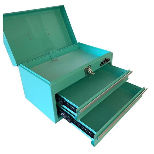 14 in. Aqua Green 2-Drawer Hand Tool Box