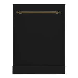 Classico 24 in. Dishwasher with Stainless Steel Metal Spray Arms in Glossy Black with Classico Bronze handle