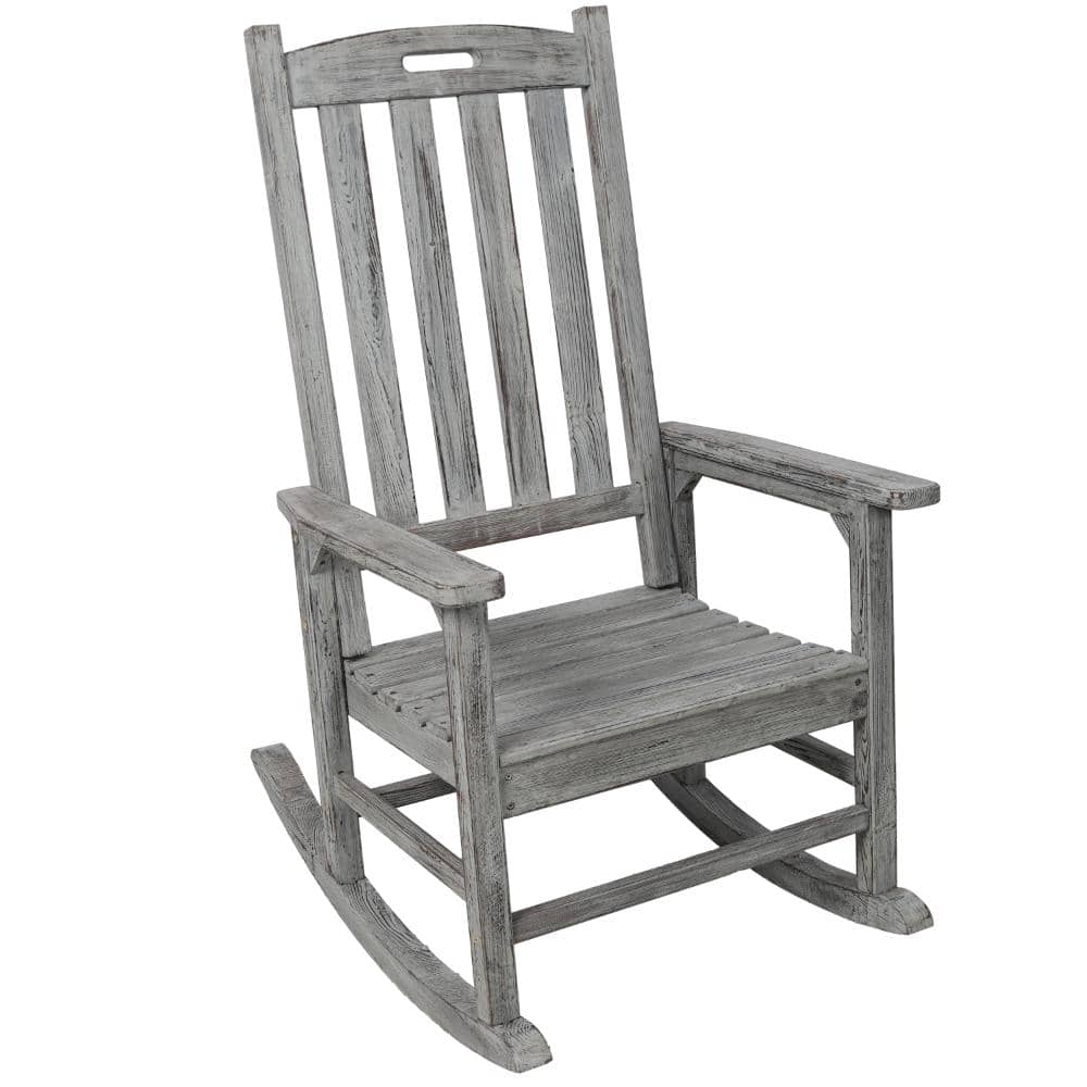 Gray 1-Piece Outdoor Rocking Chair Oversized Wooden Armchair with High Back price history on PriceWatchPro