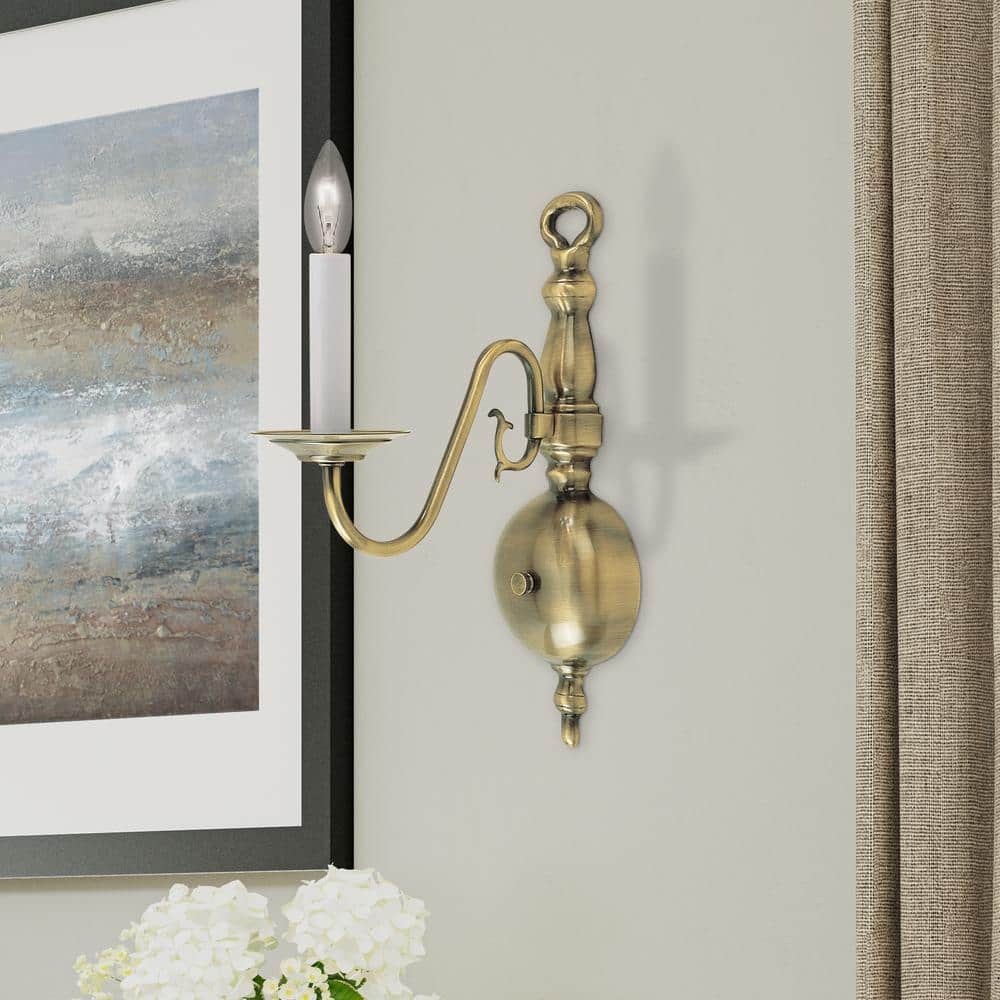 Colonial Brass 13'' Dimmable Direct Wired Wall Sconce