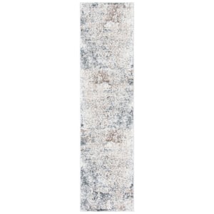 Aston Ivory/Gray 2 ft. x 10 ft. Distressed Abstract Runner Rug