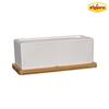 Vigoro 9 in. Nipp Medium White Ceramic Rectangle Planter (9 in. L x 8.5 in. W x 3.4 in. H) with Attached Tray HD1138-089