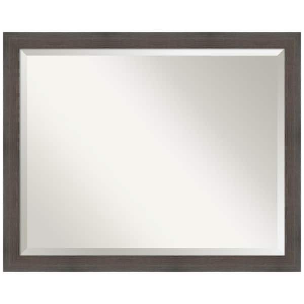 Hardwood Chocolate Narrow 30.88 in. x 24.88 in. Rustic Rectangle Framed Bathroom Vanity Wall Mirror