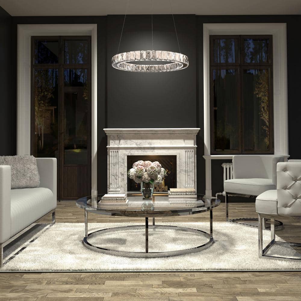 Celebrity 20-Watt Chrome Crystal LED Pendant Light Fixture