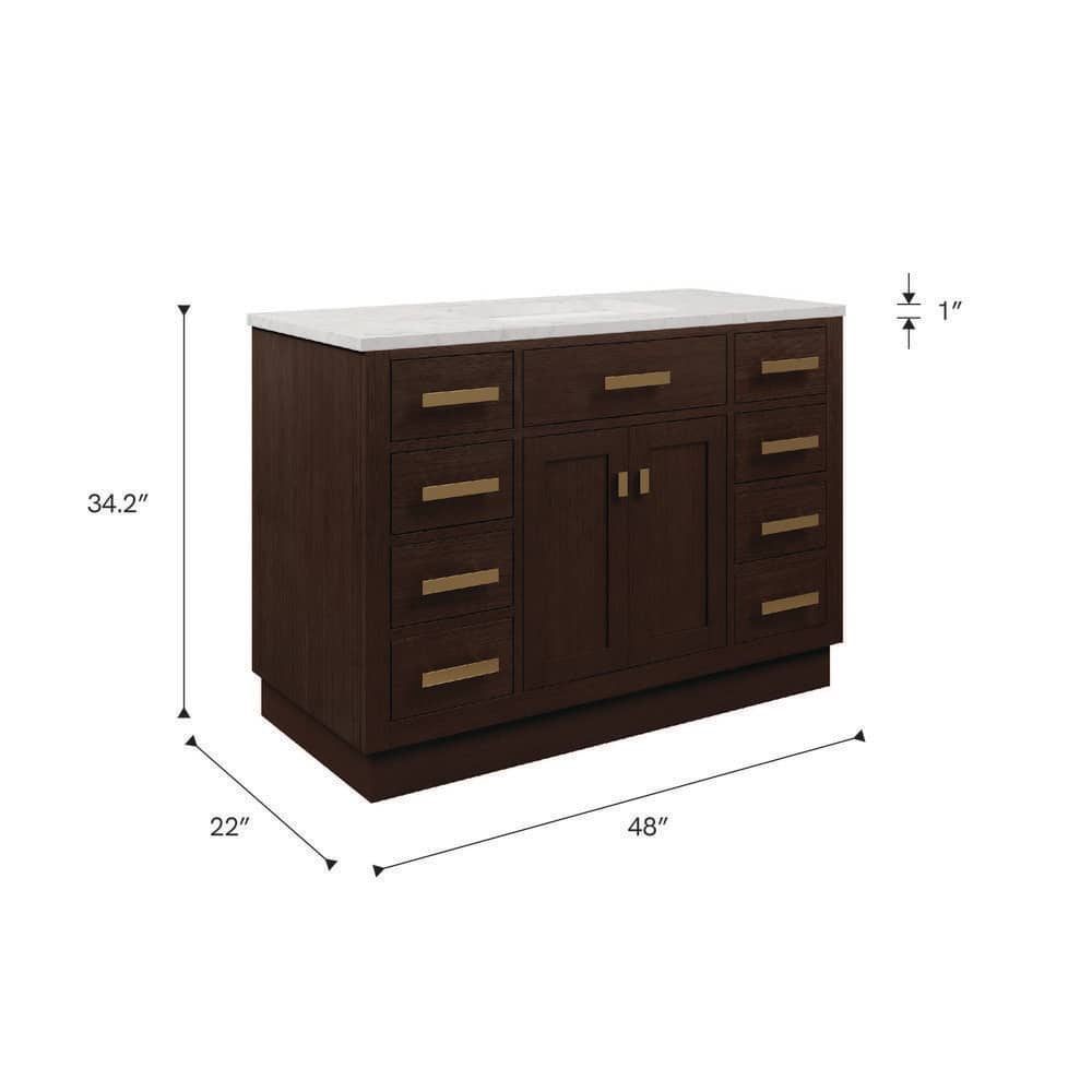 Chestnut 48" Brown Pine Vanity with White Ceramic Sink