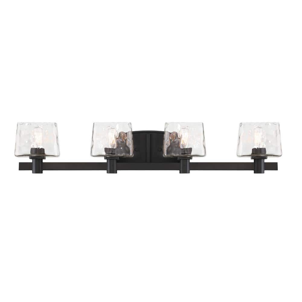 Drysdale 32 in. 4-Light Coal Black Vanity Light with Clear Hammered Glass Shades price history on PriceWatchPro