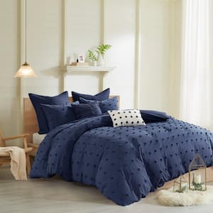 Maize 7-Piece Navy Cotton Full/Queen Comforter Set