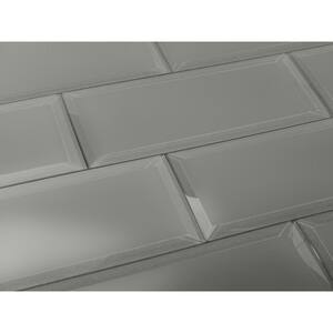 Frosted Elegance Gray Subway 3 in. x 12 in Matte Glass Subway Tile (1 sq. ft.)