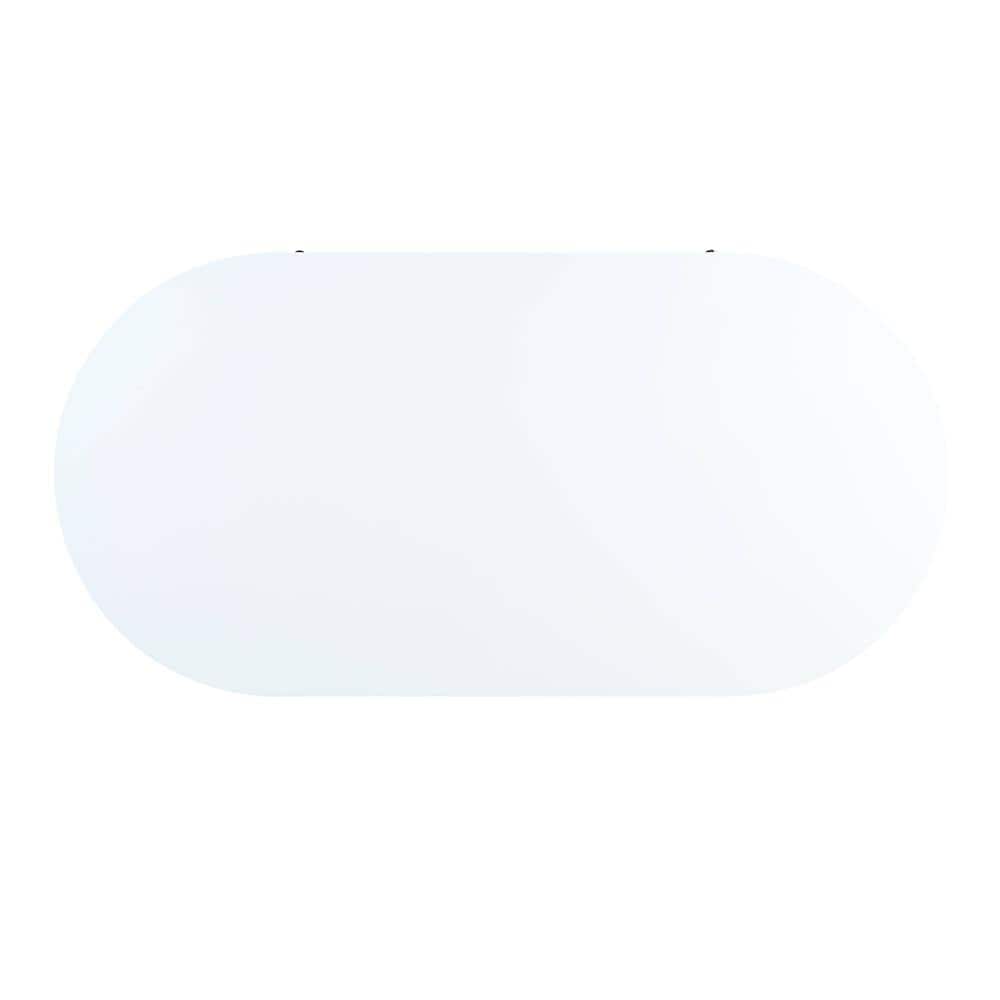 White and Gold Oval Wood Coffee Table with Metal Legs