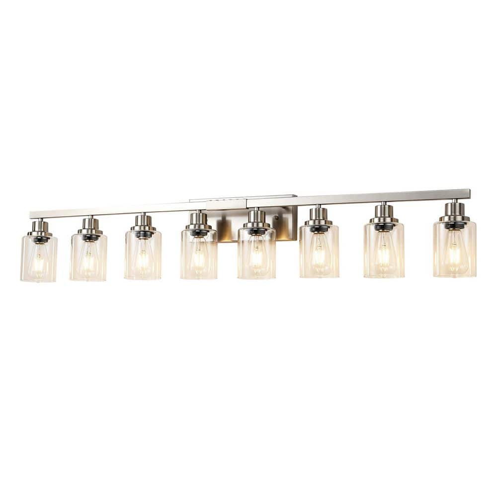 51.2 in. 8-Light Brushed Nickel Bathroom Vanity Light with Clear Glass Shade price history on PriceWatchPro