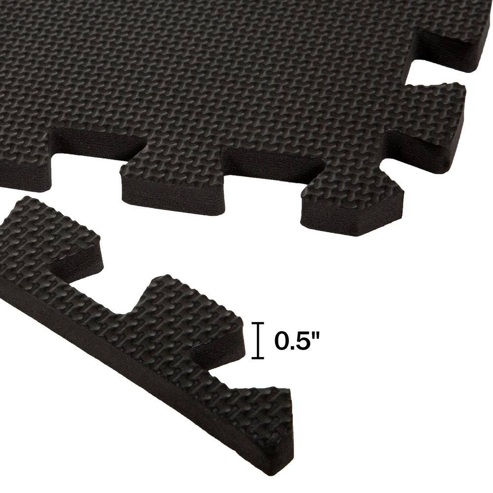 Black 24" x 24" Interlocking EVA Foam Floor Tiles, 18-Pack