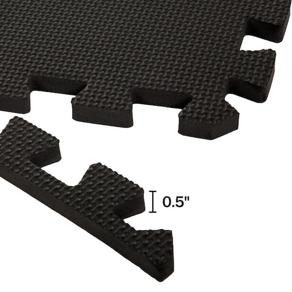 Stalwart Interlocking Black 24 in. W x 24 in. L x 0.5 in. H Non-Toxic EVA  Foam Tiles for Playroom or Gym 18 Pack (72 sq. ft.) 75-ST6001-3 - The Home  Depot