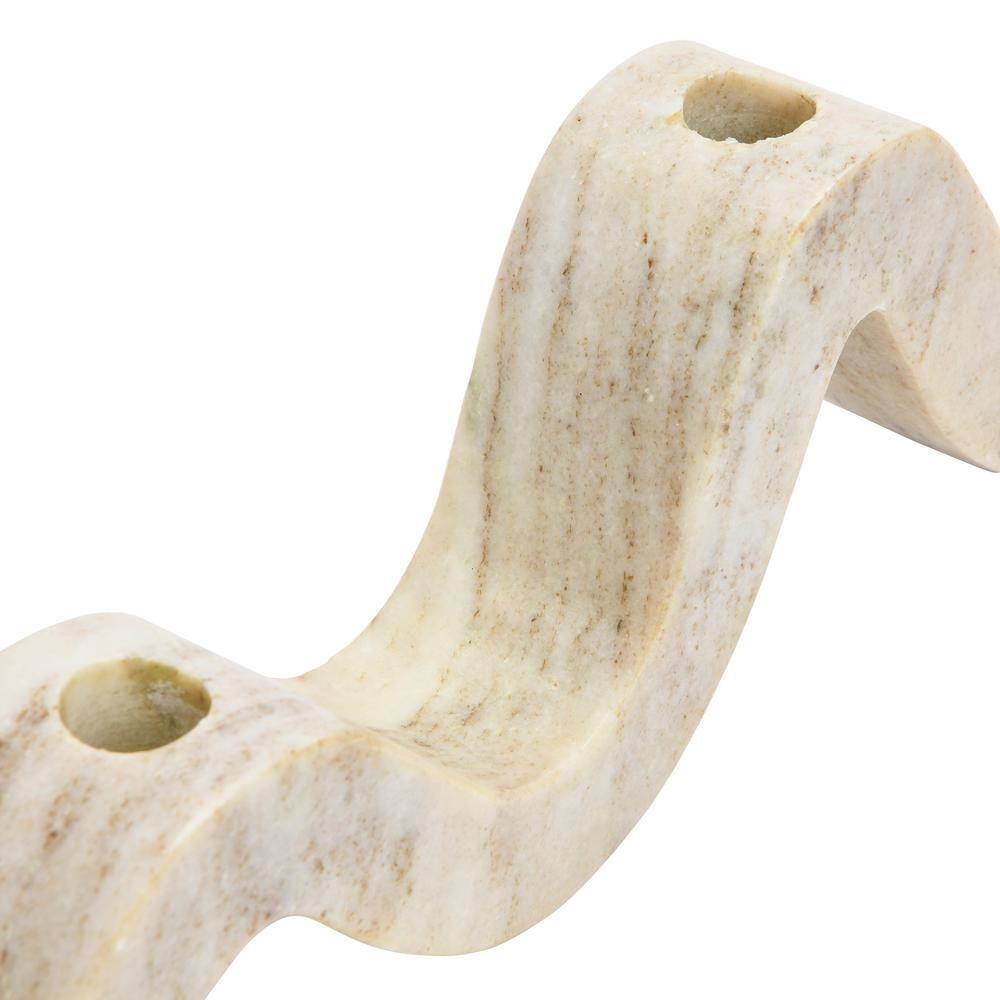Natural Beige Marble Wave Double Taper Candle Holder