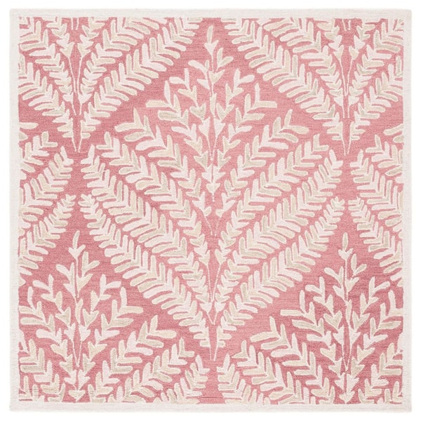 Capri 5 x 5 Pink/Ivory Leaf Square Rug