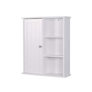 23.62 in. W x 7.10 in. D x 28 in. H White Linen Cabinet with a Door for Bathroom