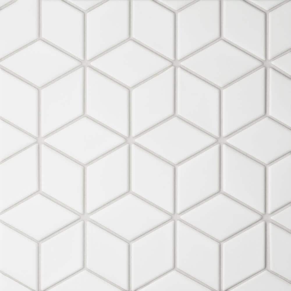 Sample-Le Cafe White 4 in. x 5 in. Diamond Matte Porcelain Mosaic Tile price history on PriceWatchPro