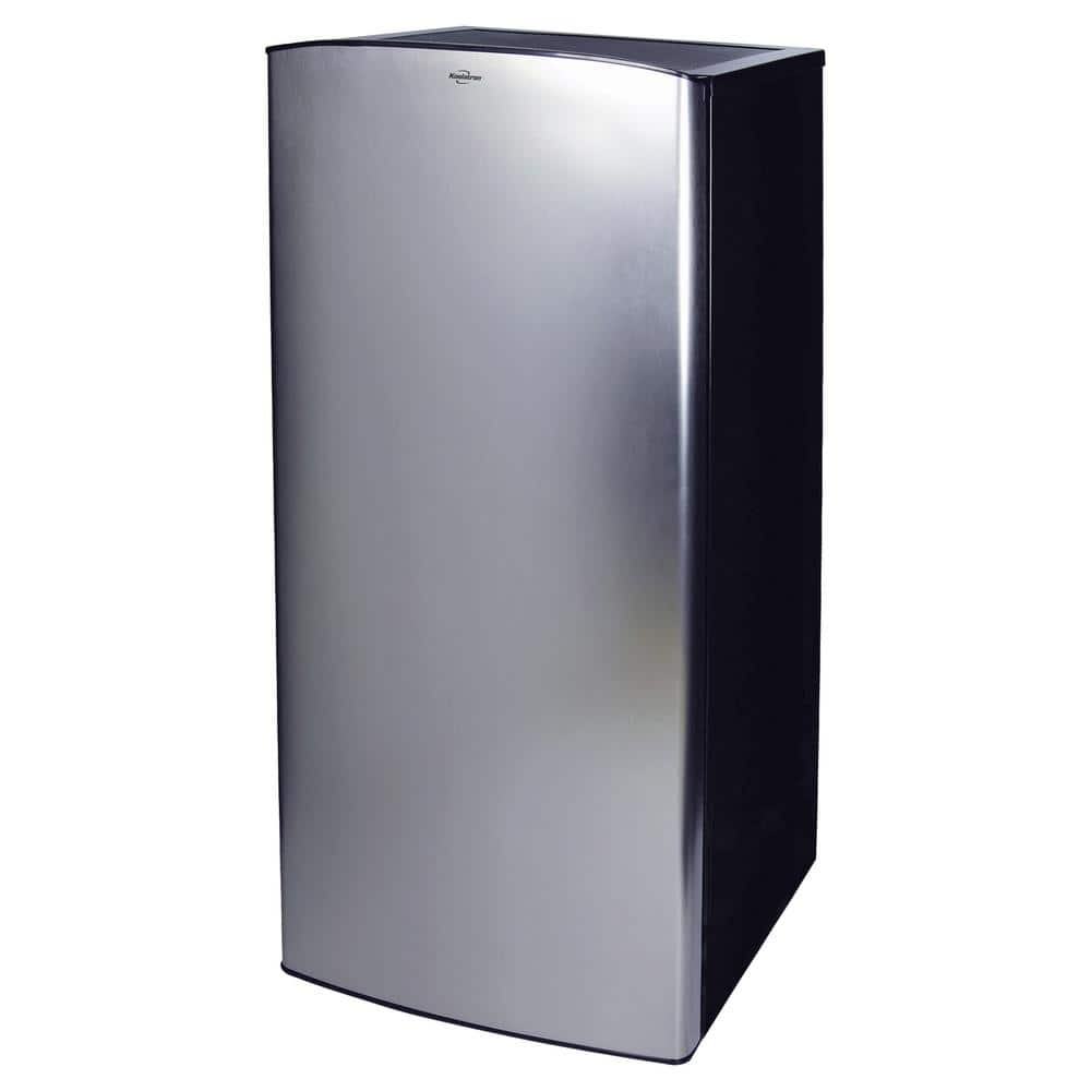 Koolatron Stainless Steel Compact Fridge with Freezer, 6.2 cu. ft. (176L), Silver and Black, With Glass Shelves