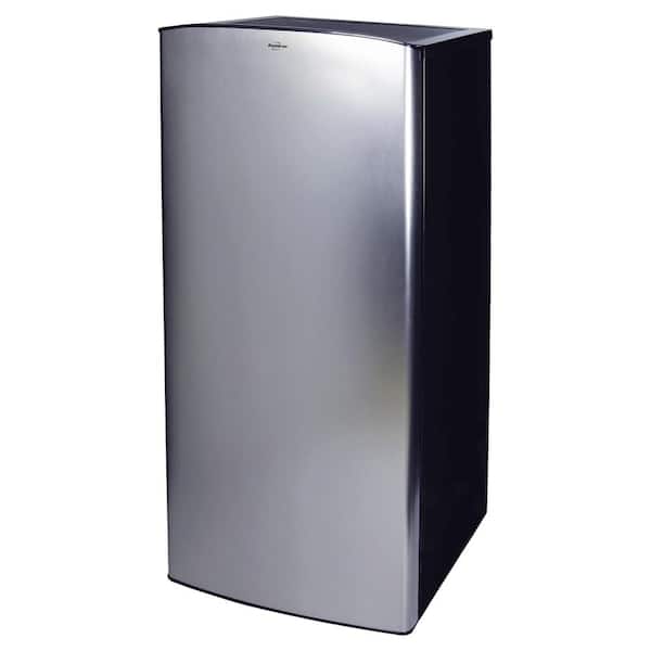 Koolatron Stainless Steel Compact Fridge with Freezer, 6.2 cu. ft.. (176L), Flat Back, Glass Shelves