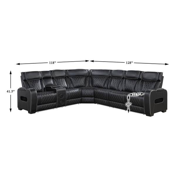 Lazzara Clumber 128 in. Pillow Top Arm Faux Leather 3-Piece Power