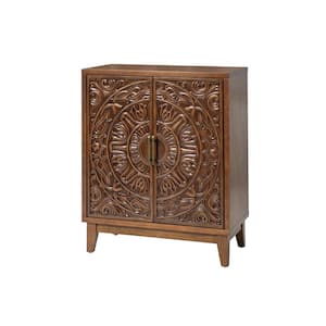 Erendira Walnut 30''W Distressed Finish Accent Cabinet with Hidden Drawer