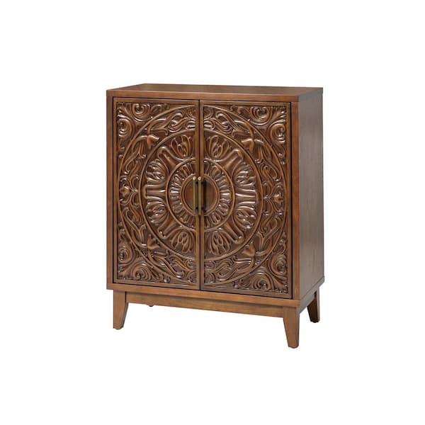 JAYDEN CREATION Erendira Walnut 30 in. Wood Accent Cabinet with Hidden Drawer
