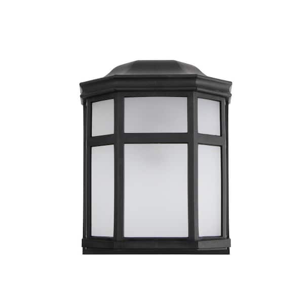Sedona Wide Wall Mount 60-Watt Equivalent 800 Lumen Black Motion Sensing Dusk-to-Dawn Flood Light No Bulb Included