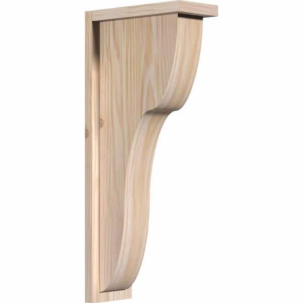 Ekena Millwork 5-1/2 in. x 12 in. x 28 in. Douglas Fir Carmel Smooth Corbel with Backplate