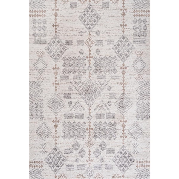 Bhalil Berber Diamond Geometric Beige/Gray 8 ft. x 10 ft. Area Rug