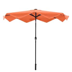 10 ft. Steel Push-Up LED Market Patio Umbrella with Easy Tilt Adjustment in Orange