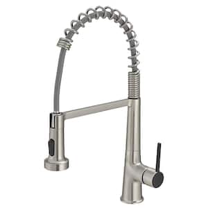 Single Handle Pull Down Sprayer Kitchen Faucet with Advanced Spray Brass 1-Hole Kitchen Sink Faucets in Brushed Nickel