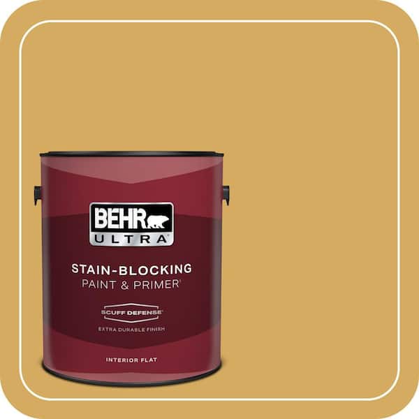 BEHR ULTRA 1 gal. #350D-5 French Pale Gold Extra Durable Flat Interior Paint & Primer