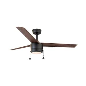 Tritour 44 in. Integrated LED Indoor Matte Black Ceiling Fan with White Color Changing Light Kit