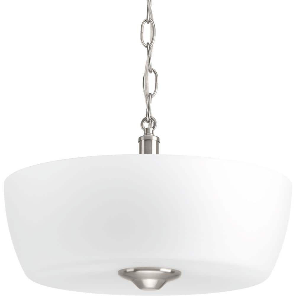 Leap 20" Brushed Nickel Semi-Flush Mount with Etched Glass Shade