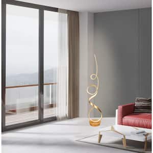 Mozart 63 in. Anodized Gold Unique Modern Integrated LED Floor Lamp