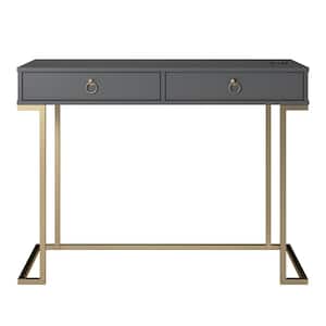 41.6 in. Graphite Gray Rectangular 2 -Drawer Writing Desk with Drawers