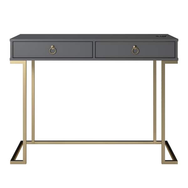 Ameriwood Home 41.6 in. Graphite Gray Rectangular 2 -Drawer Writing Desk with Drawers