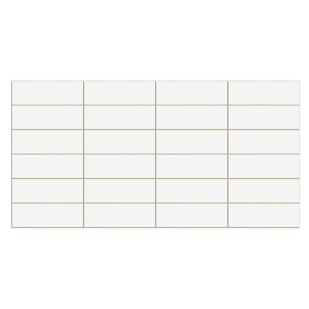 19" x 38" Beige Faux Tile PVC 3D Wall Panel