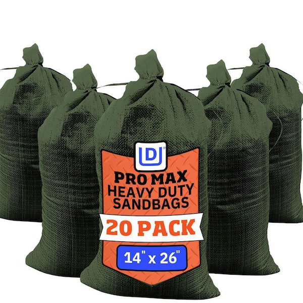 14 in. x 26 in. Green Pro Max Extra UV Flood Barrier Sand Bags with Tie Strings (20-Pack)