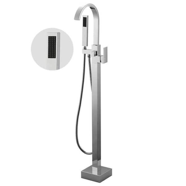 ALEASHA Single-Handle Freestanding Tub Faucet with Hand Shower in Chrome