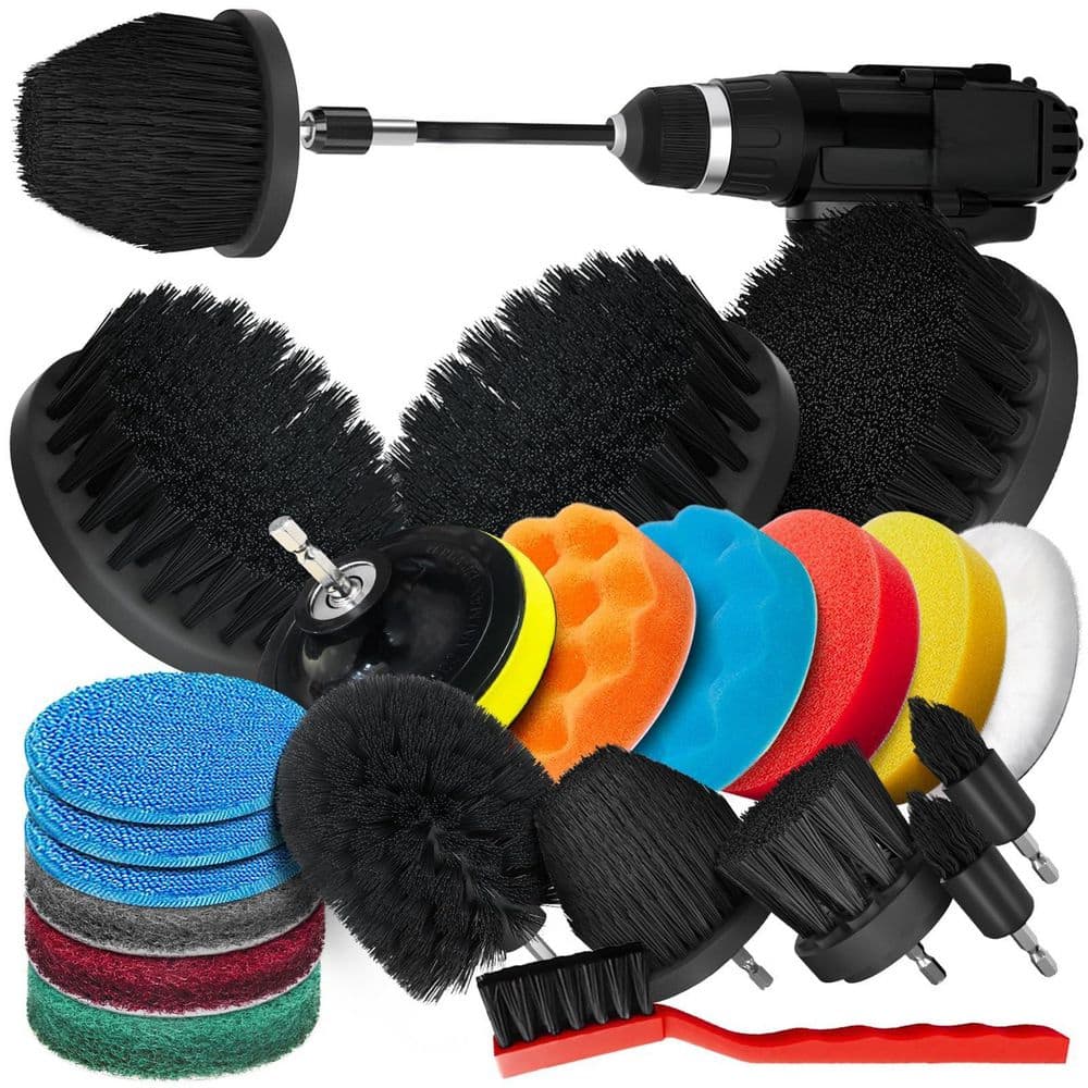 22 Pack Black Nylon Wool Drill Brush Attachments Set with Iron Handle, Cleaning Supplies for Toilet Carpet Floor Shower price history on PriceWatchPro