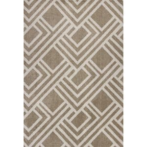 Charlie Beige 2 ft. x 4 ft. Geometric Indoor/Outdoor Area Rug