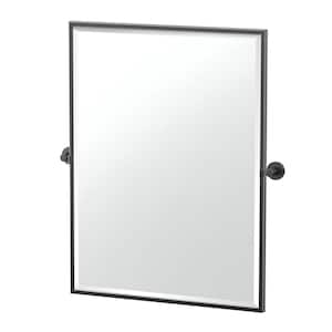 Reveal 29 in. W x 32.5 in. H Large Rectangular Framed Beveled Wall Bathroom Vanity Mirror in Matte Black
